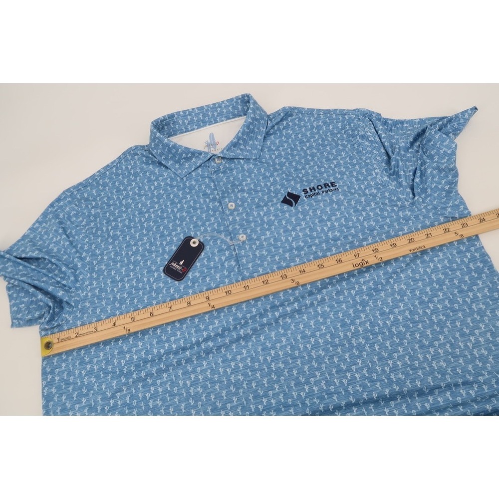 johnnie-O Featherweight Performance Polo Mojave Blue Cactus All Over Mens Large - Picture 10 of 13